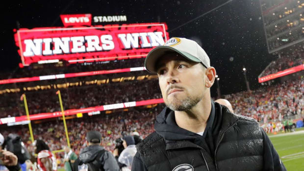 Green Bay Packers head coach Matt LaFleur leaves the field after losing to the San Francisco 49ers during their NFC divisional playoff football game Saturday, January 20, 2024, at Levi's Stadium in Santa Clara, California.