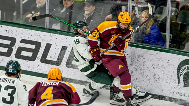 Players collide on ice