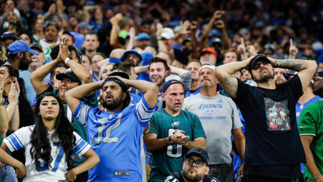 Detroit Lions fans attending game at Ford Field