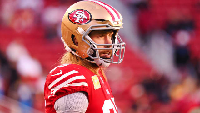 Nov 13, 2022; Santa Clara, California, USA; San Francisco 49ers tight end George Kittle (85) before a game against the Los Angeles Chargers at Levi’s Stadium. Mandatory Credit: Kelley L Cox-USA TODAY Sports