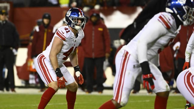 Dec 18, 2022; Landover, Maryland, USA; New York Giants linebacker Micah McFadden (41) on the field against the Washington Commanders during the second half at FedExField.