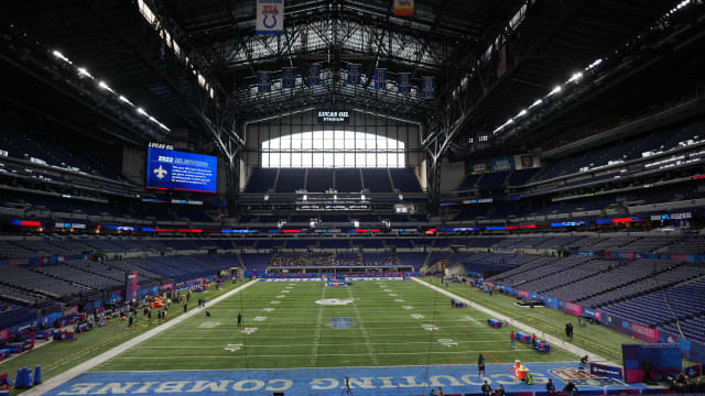 Mar 5, 2023; Indianapolis, IN, USA; A general overall view of the NFL Scouting Combine at Lucas Oil Stadium.