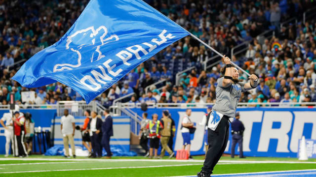 Detroit Lions One Pride flag waved at Ford Field