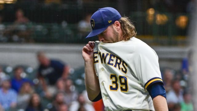 Milwaukee Brewers right-handed pitcher Corbin Burnes (39) walks off the mound against the Arizona Diamondbacks at American Family Field, June 19, 2023.