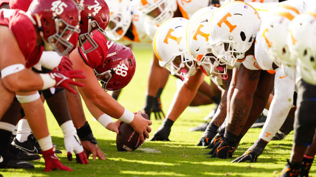 Alabama Crimson Tide verses the Tennessee Volunteers during the first half at Bryant-Denny Stadium.