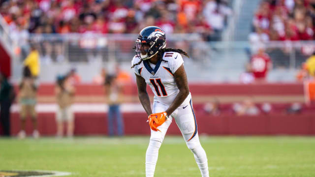 August 19, 2023; Santa Clara, California, USA; Denver Broncos wide receiver Marquez Callaway (11) during the third quarter against the San Francisco 49ers at Levi's Stadium. Mandatory Credit: Kyle Terada-USA TODAY Sports  