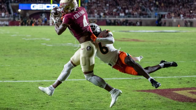 Keon Coleman catches a touchdown vs Miami