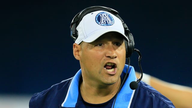 Aug 12, 2014; Toronto, Ontario, Canada; Toronto Argonauts head coach Scott Milanovich during a game against the Winnipeg Blue Bombers at Rogers Centre. Toronto defeated Winnipeg 38-21. Mandatory Credit: John E. Sokolowski-USA TODAY Sports