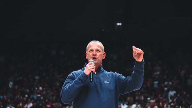 Kalen DeBoer at Coleman Coliseum