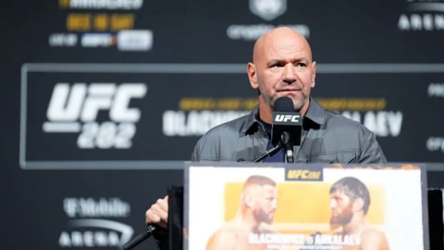 Dana White answers questions during a UFC press conference.