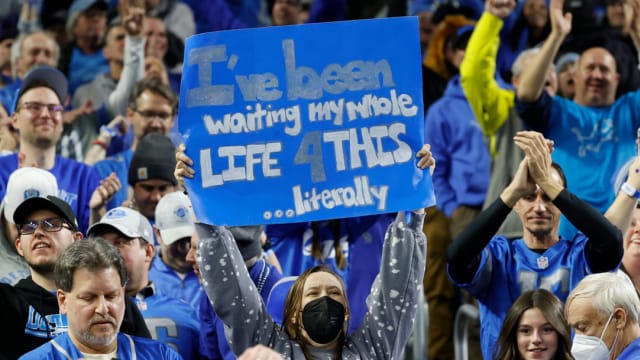 Detroit Lions fans at Ford Field during NFL playoffs