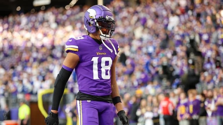 Vikings wide receiver Justin Jefferson will challenge the Eagles defense