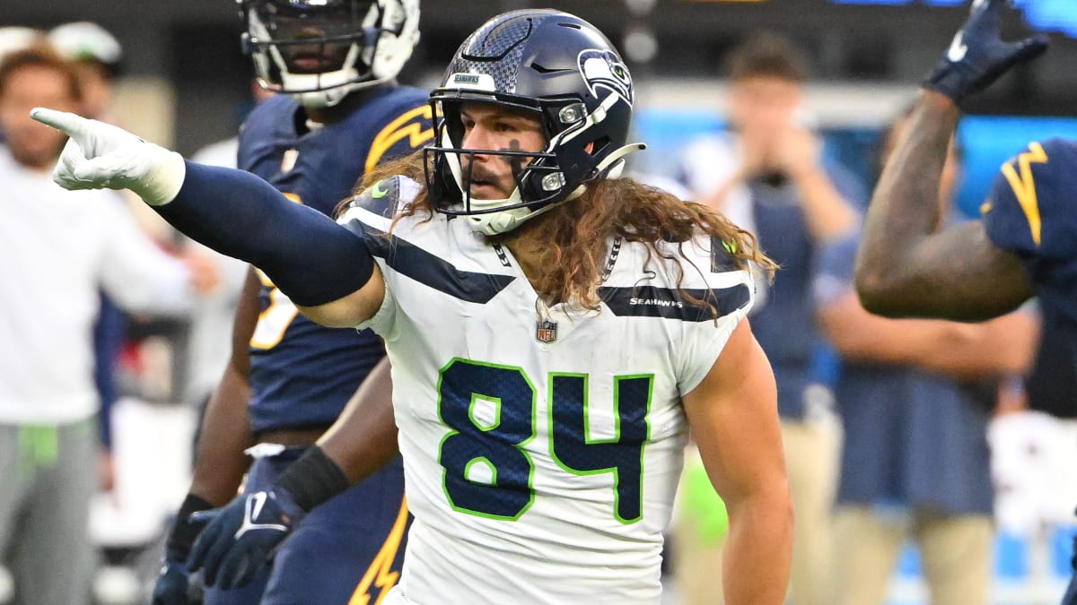 Seattle Seahawks running back Kenneth Walker III celebrats during an NFL  preseason football game against the Dallas Cowboys, Saturday, Aug. 19,  2023, in Seattle. The Seahawks won 22-14. (AP Photo/Stephen Brashear Stock