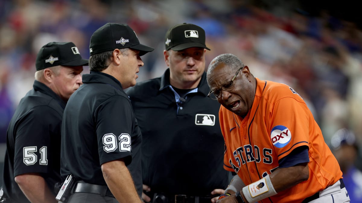 18 innings later…Astros Manager Dusty Baker Jr. celebrates with teammates  after defeating the Mariners to advance to the ALCS earlier this…