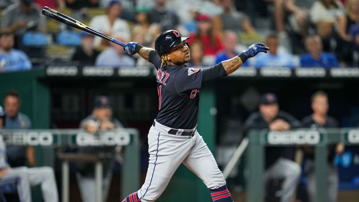 Cleveland, United States. 26th Apr, 2021. Cleveland Indians third baseman Jose  Ramirez hits a home run during an MLB regular season game against the  Minnesota Twins, Monday, April 26th, 2021, in Cleveland. (