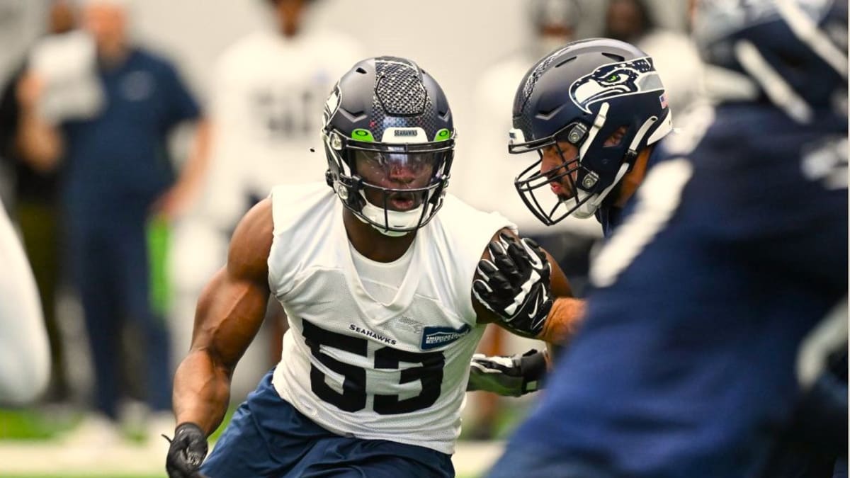 Seattle Seahawks linebacker Boye Mafe (53) looks on during an NFL