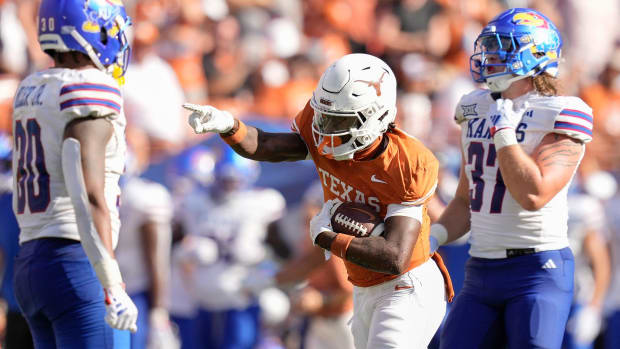 Johntay Cook after catching a pass for a first down vs. Kansas