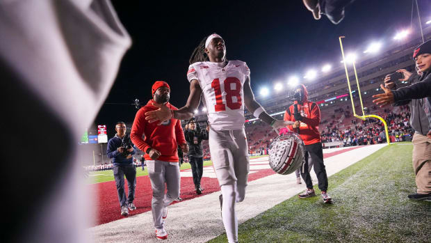 Marvin Harrison Jr. talks about Ohio State's offense in the Buckeyes' 35-7  win over Youngstown State 