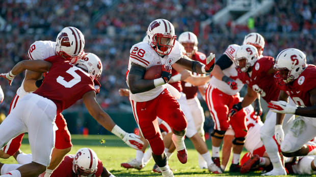 Wisconsin running back Montee Ball running against Stanford in the Rose Bowl. (Credit: Rick Wood / Milwaukee Journal Sentinel via Imagn Content Services, LLC)