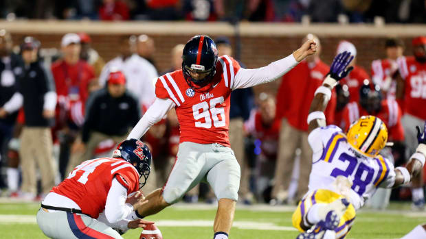 Andrew Ritter kicks a field goal that lifts Ole Miss past LSU in 2013.