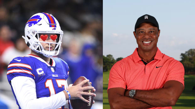 Josh Allen Has Awesome Reaction After Meeting Tiger Woods