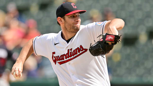 Sep 6, 2023; Cleveland, Ohio, USA; Cleveland Guardians starting pitcher Gavin Williams (63) throws a pitch during the first inning against the Minnesota Twins at Progressive Field. Mandatory Credit: Ken Blaze-USA TODAY Sports