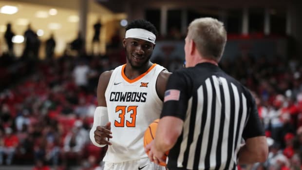 Ole Miss Rebels forward Moussa Cisse while playing for the Oklahoma State Cowboys.