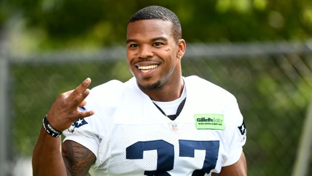 Buffalo Bills running back Damien Harris (22) walks off the field following  an NFL preseason football game against the Chicago Bears, Saturday, Saturday,  Aug. 26, 2023, in Chicago. (AP Photo/Kamil Krzaczynski Stock