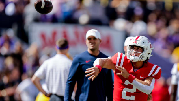 Ole Miss quarterback Jaxson Dart last season against the LSU Tigers.