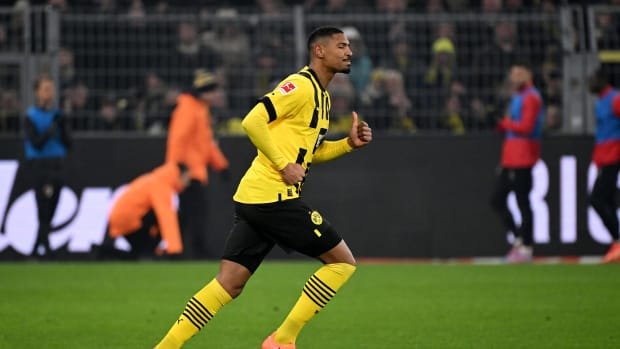 Sebastian Haller pictured during his Bundesliga debut for Borussia Dortmund in January 2023