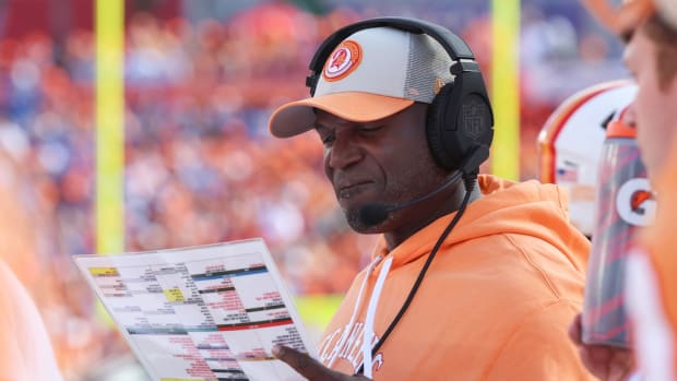 Tampa Bay Buccaneers head coach Todd Bowles against the Detroit Lions during the first quarter at Raymond James Stadium.