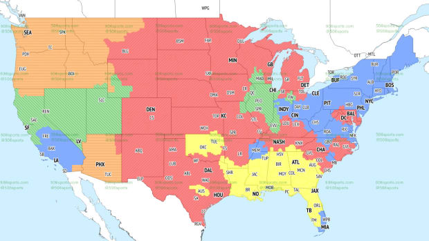 FOX broadcast map for Sunday via 506 Sports.