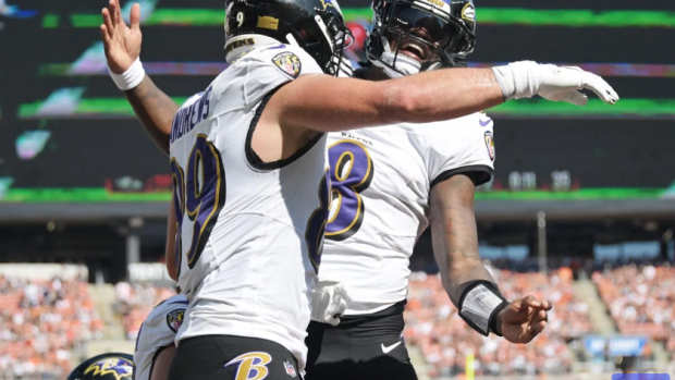 Baltimore Ravens running back Keaton Mitchell outruns Washington