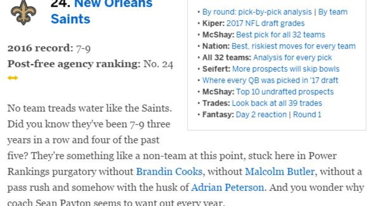 Saints ranked 10th best NFL team by Players' Association