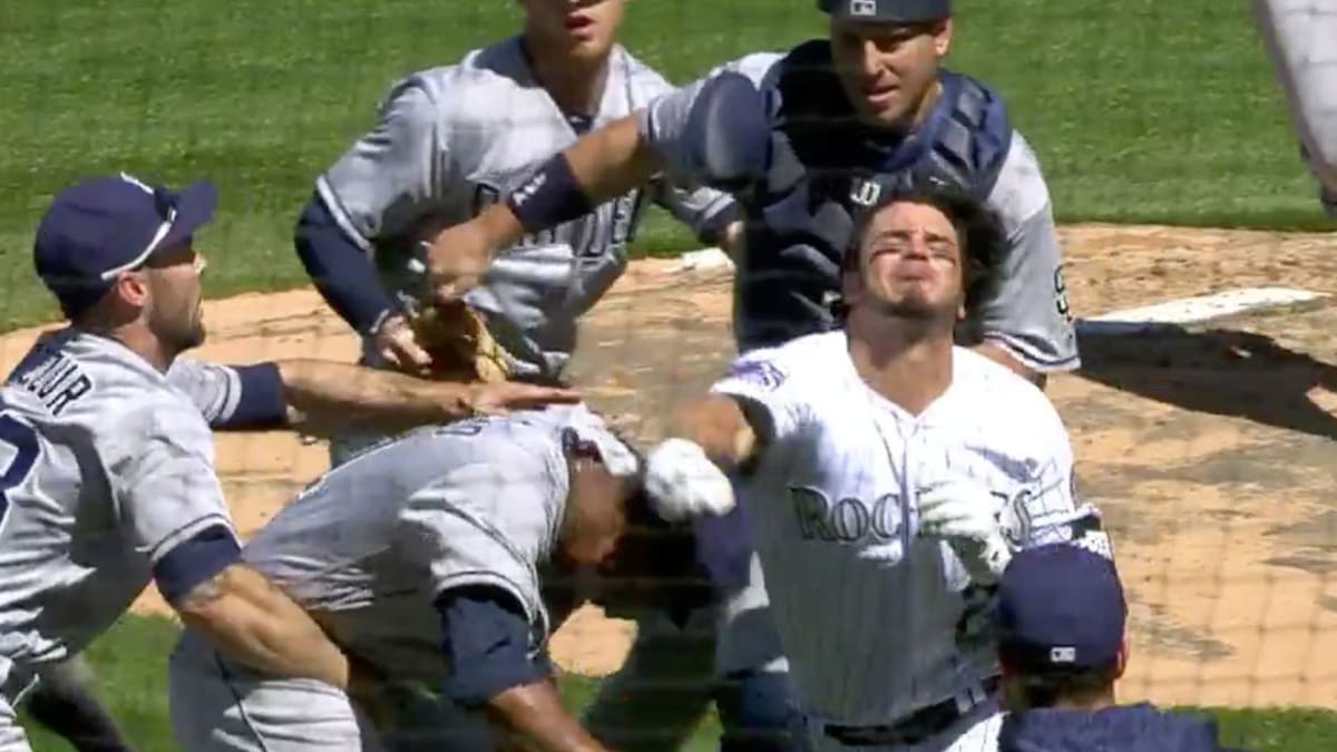 Bench-clearing brawl in Rockies-Padres game showcases Nolan Arenado's  fabulous hair