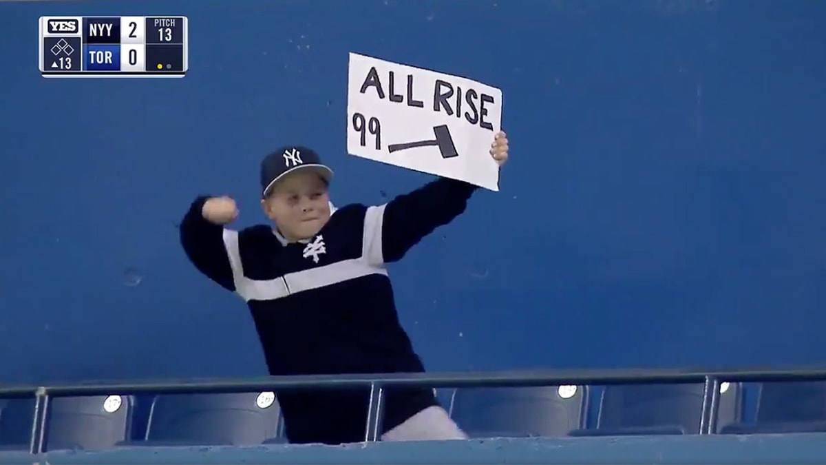 Jennifer X. Williams on X: Between Aaron Judge rockin a Sandlot shirt  after his 495 ft homer and brain freeze kid 'The Great Hambino' is  having the best week ever.  /