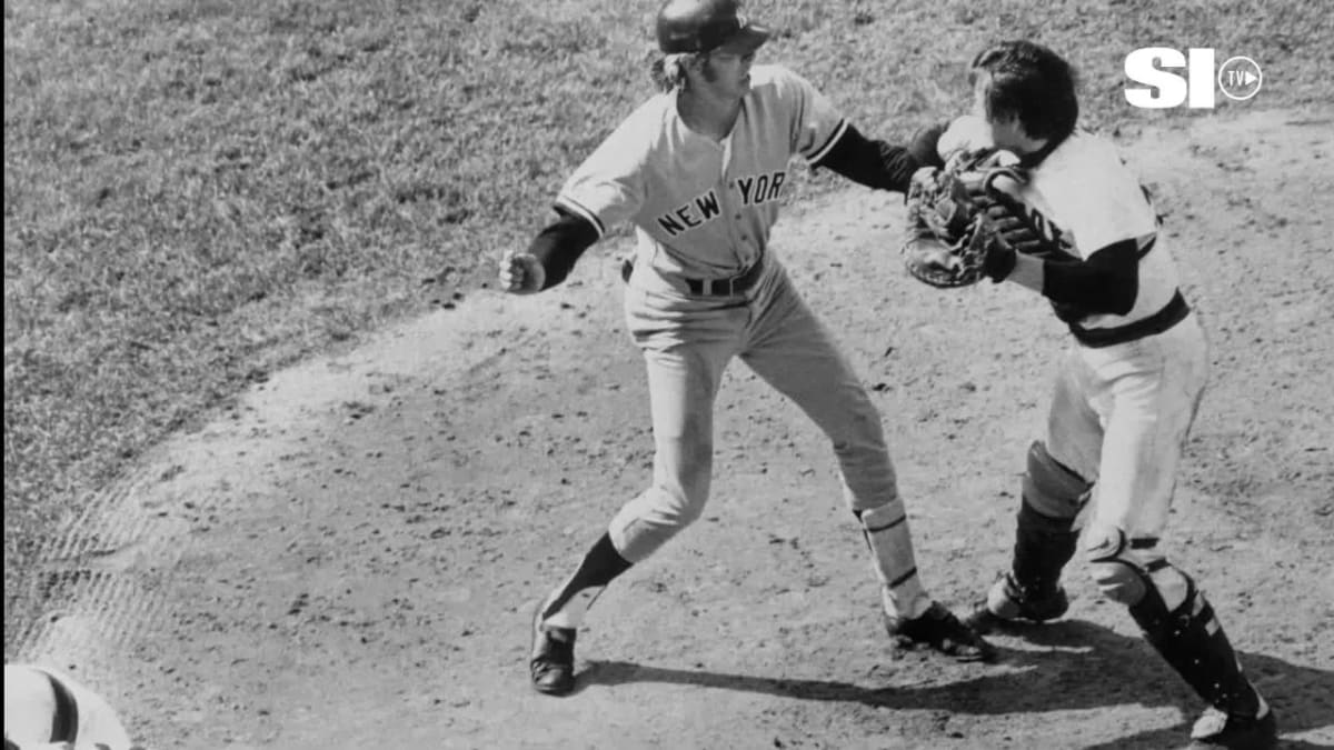 Carlton Fisk, in defiance of science and religion, is trying to wave a foul  ball into fair territory – BASEBALL GENRES