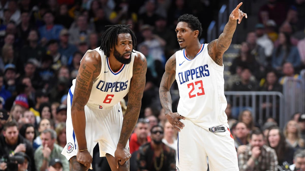 DeAndre Jordan in Clippers new short sleeve light blue jersey and white  Nike shoes - Clippers News Surge NBA Gallery - Los Angeles Clippers  Pictures & Photos