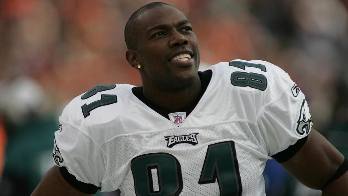 The Philadelphia Eagles' Terrell Owens tests his ankle during Media Day for  Super Bowl XXXIX on Feb. 1, 2005, in Jacksonville, Fla. The Eagles will  play the New England Patriots for the