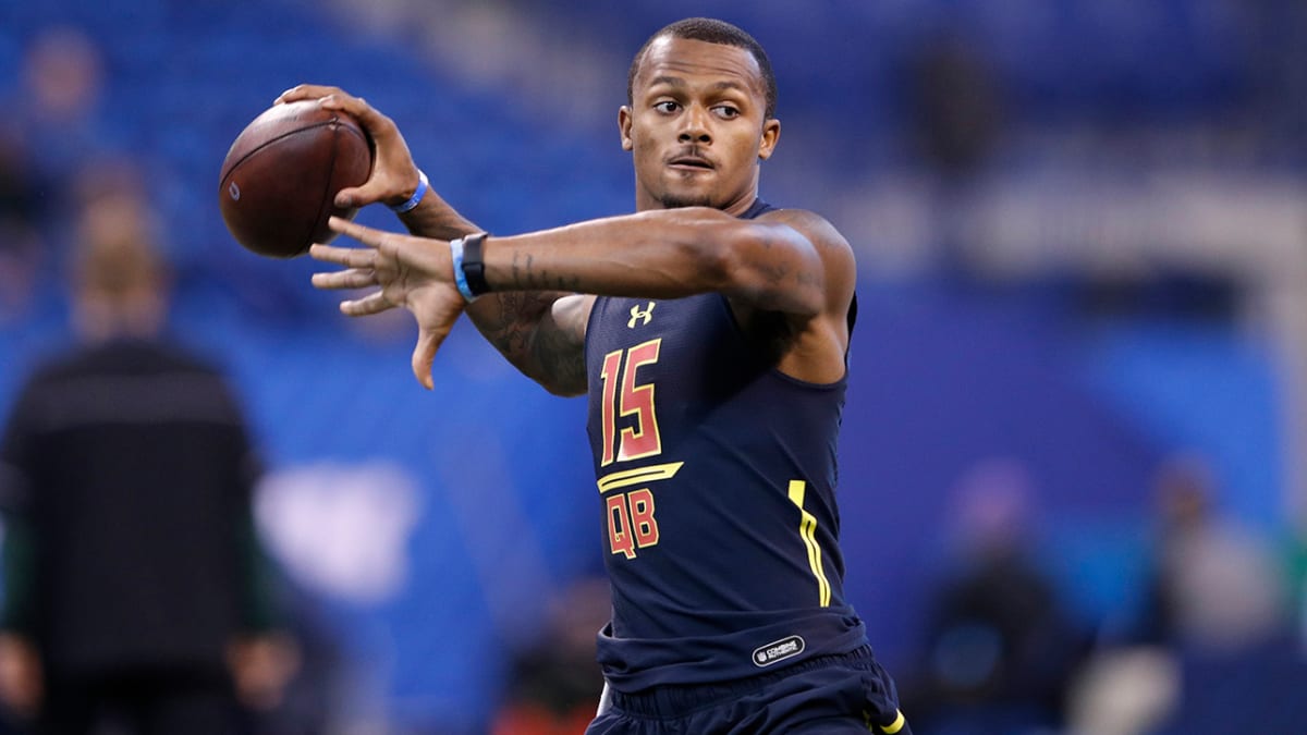 Houston Texans' first NFL Draft pick Deshaun Watson wears spiked