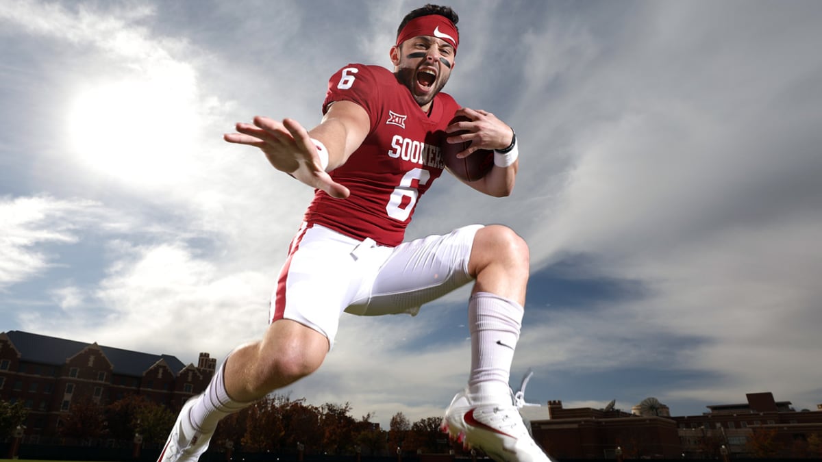 Men's Oklahoma Sooners #6 Baker Mayfield White Player Pictorial Jersey  264887-745