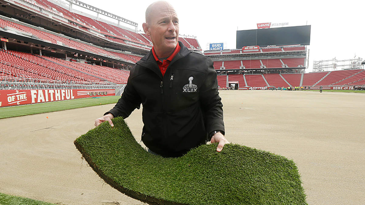 Broncos end zone painted first for Super Bowl 50 at Levi's Stadium