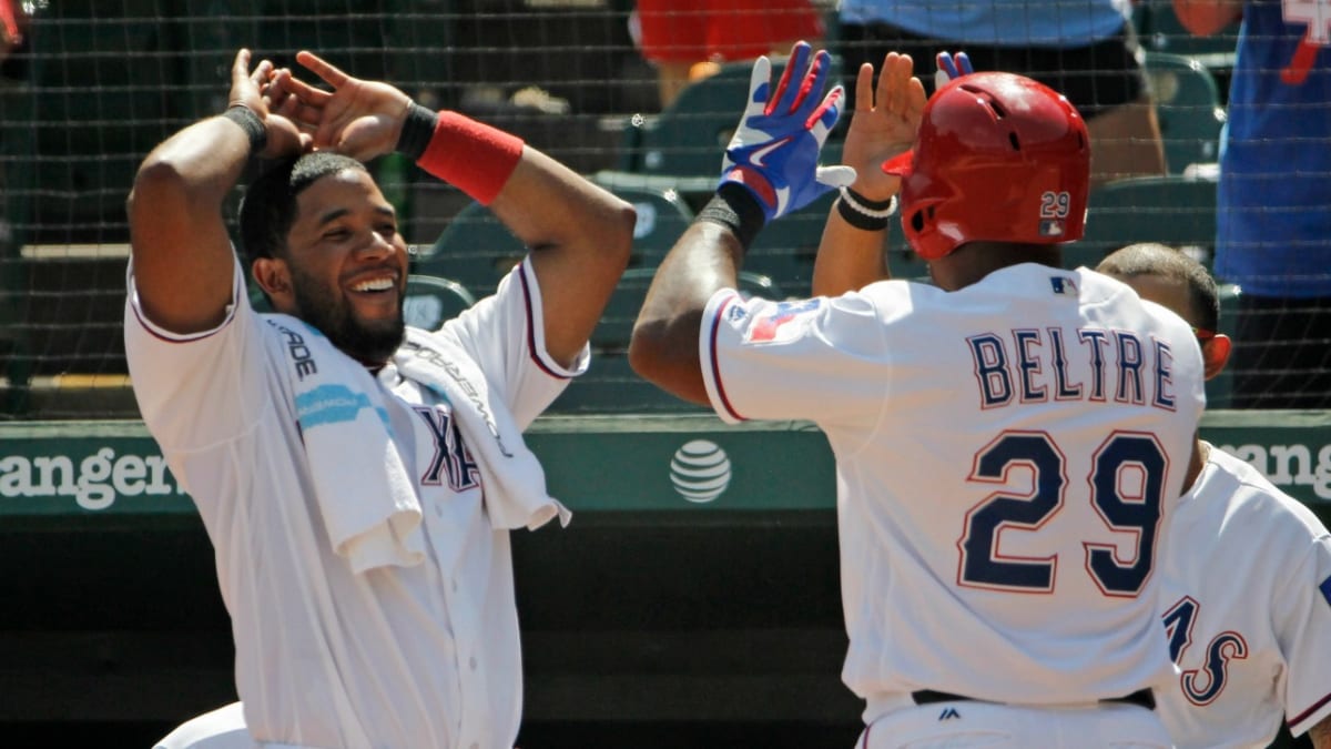 Messing with Adrian Beltre's hair! Most likely culprit - Elvis Andrus -  from…