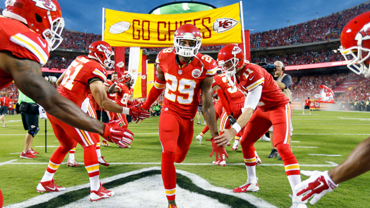 Eric Berry, September 15, 2013, Chiefs home opener. The Chiefs wore red  pants with red …