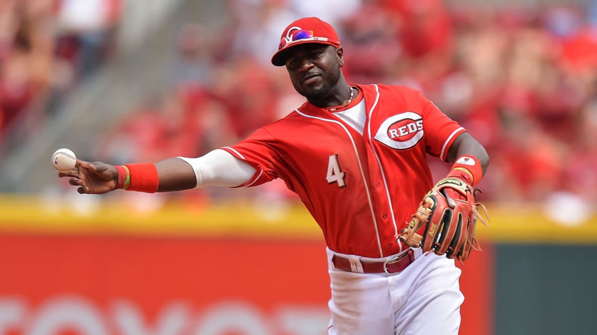 Cincinnati Reds second baseman Brandon Phillips looks for a place