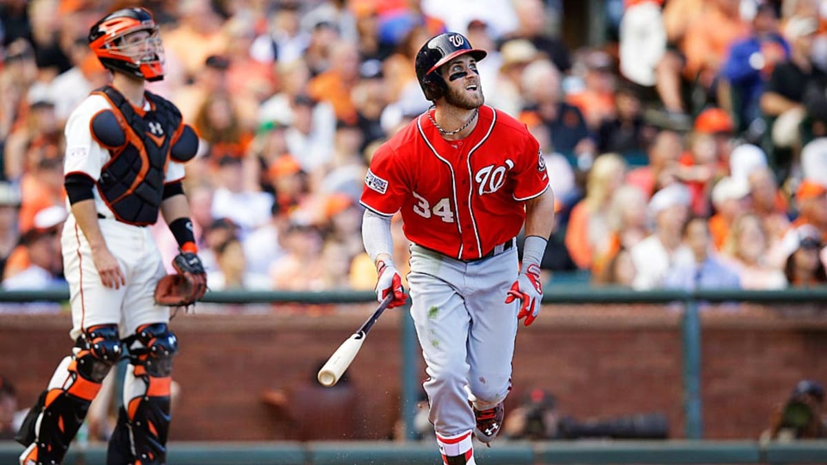 Washington Nationals right fielder Bryce Harper bats during a spring  exhibition baseball game against the Minnesota Twins at Nationals Park,  Tuesday, March 27, 2018, in Washington. (AP Photo/Alex …