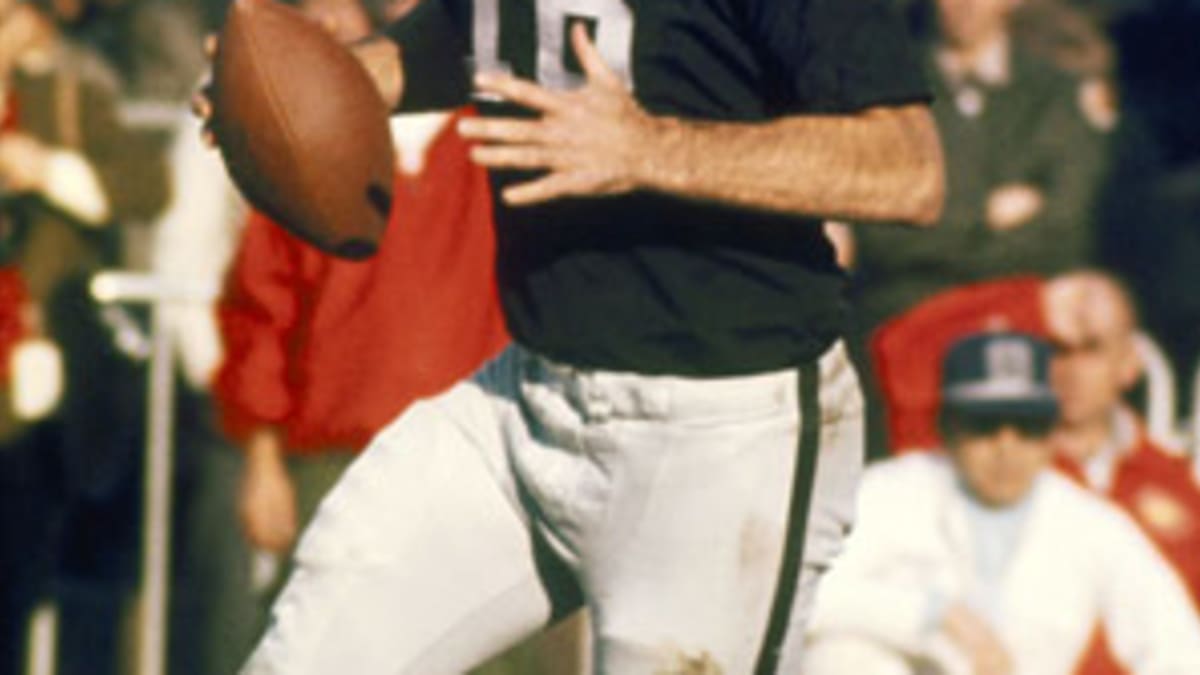 George Blanda, kicking specialist and sub-quarterback of the Oakland Raiders,  tries for a field goal during game against the San Francisco 49ers, Jan.  11, 1971. (AP Photo Stock Photo - Alamy