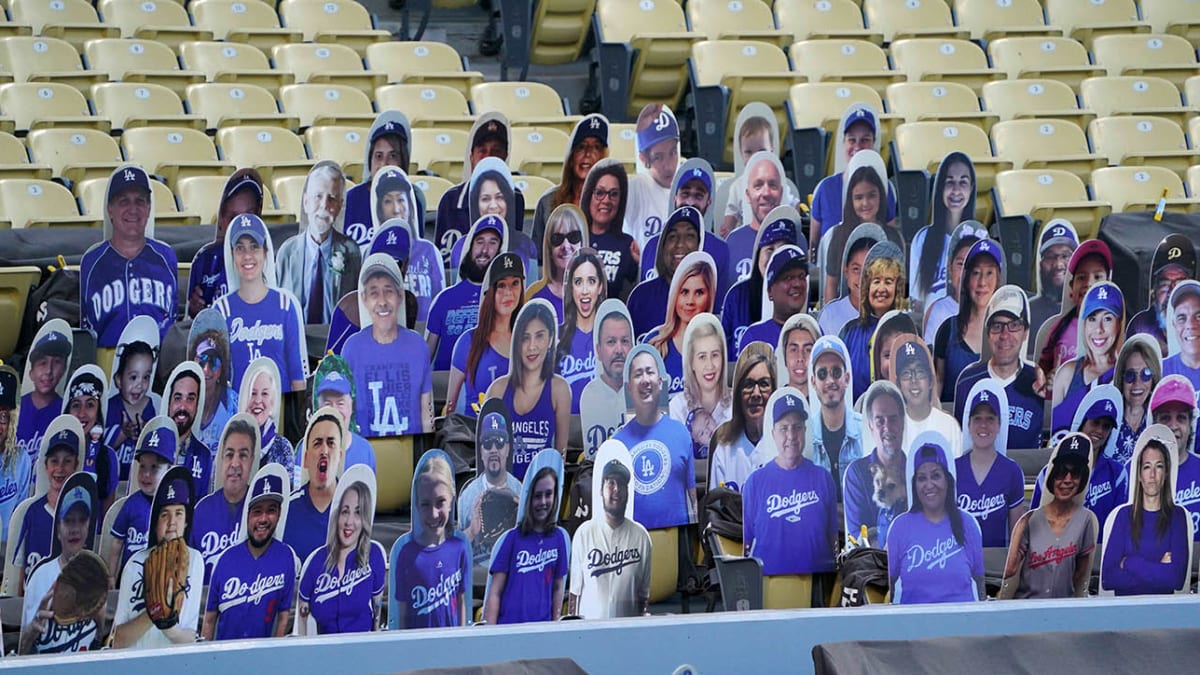 Dodger Stadium fan cutouts filled with celebrities