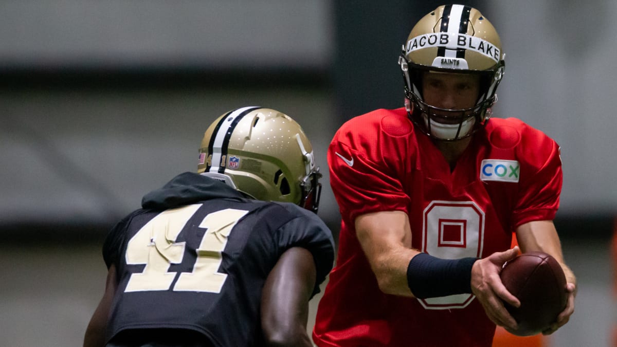 Saints wear Jacob Blake's name on helmet during Thursday's practice