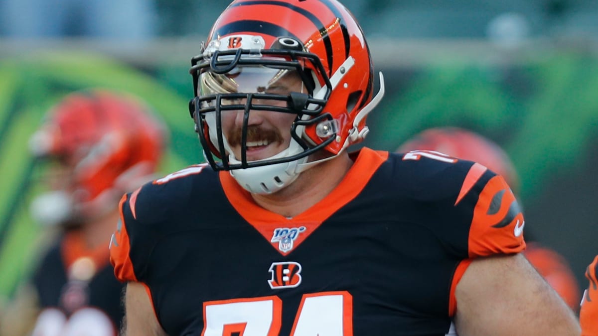 Cincinnati Bengals offensive tackle Keaton Sutherland (74) after